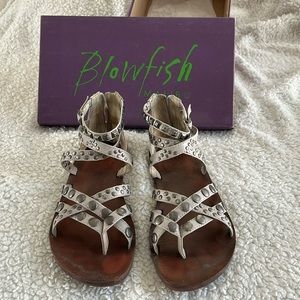 Gray studded Sandels with box.